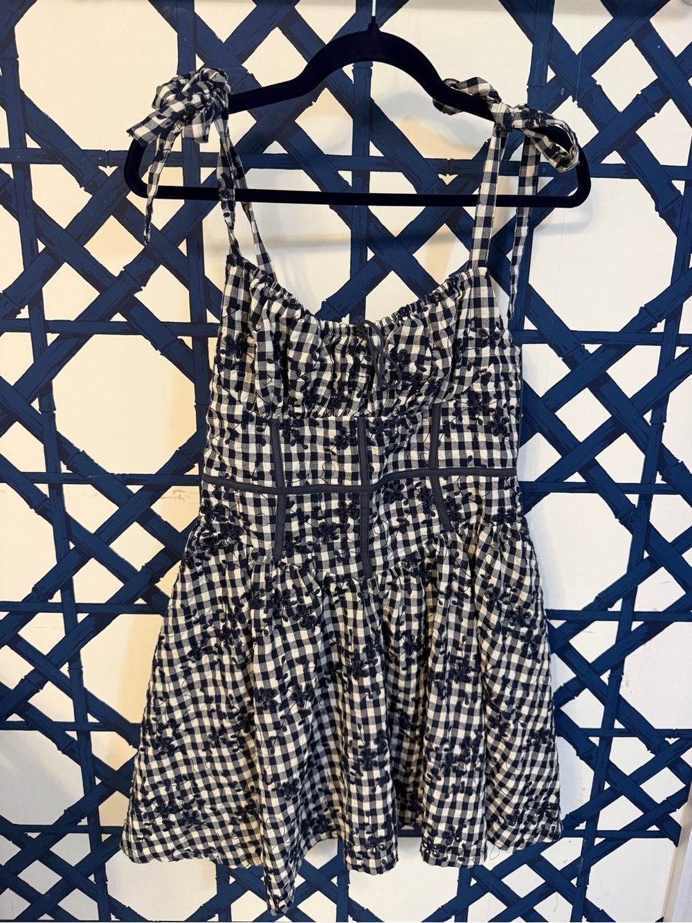 Olivaceous Black and White Gingham Mini Dress